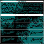 Custom Black Teal 3D Pattern Design Abstract Brush Stroke Performance T-Shirt