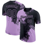 Custom Black Light Purple 3D Pattern Design Abstract Brush Stroke Performance T-Shirt