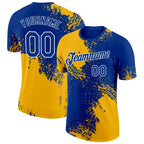 Custom Royal Gold-White 3D Pattern Design Abstract Brush Stroke Performance T-Shirt