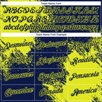 Custom Navy Neon Yellow 3D Pattern Design Abstract Brush Stroke Performance T-Shirt