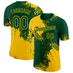 Custom Green Yellow 3D Pattern Design Abstract Brush Stroke Performance T-Shirt