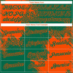 Custom Kelly Green Orange 3D Pattern Design Abstract Brush Stroke Performance T-Shirt