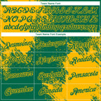 Custom Kelly Green Gold 3D Pattern Design Abstract Brush Stroke Performance T-Shirt