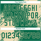 Custom Kelly Green Cream 3D Pattern Design Abstract Brush Stroke Performance T-Shirt