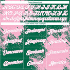 Custom Kelly Green White-Light Pink 3D Pattern Design Abstract Brush Stroke Performance T-Shirt