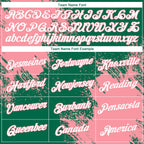 Custom Kelly Green White-Medium Pink 3D Pattern Design Abstract Brush Stroke Performance T-Shirt