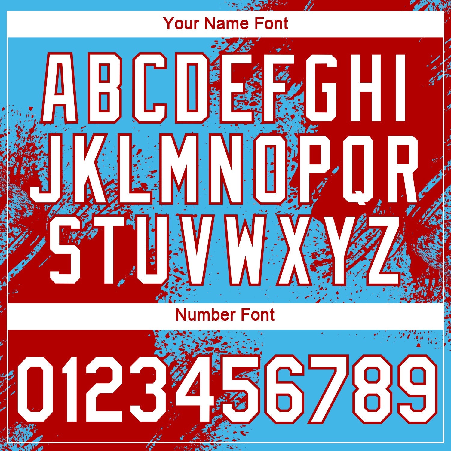 Custom Sky Blue White-Red 3D Pattern Design Abstract Brush Stroke Performance T-Shirt