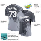 Custom Steel Gray White-Gray 3D Pattern Design Abstract Brush Stroke Performance T-Shirt