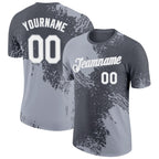 Custom Steel Gray White-Gray 3D Pattern Design Abstract Brush Stroke Performance T-Shirt