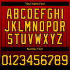 Custom Red Gold-Black 3D Pattern Design Gradient Geometric Shape Authentic Baseball Jersey