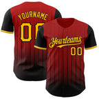 Custom Red Gold-Black 3D Pattern Design Gradient Geometric Shape Authentic Baseball Jersey