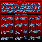 Custom Red Light Blue-Black 3D Pattern Design Gradient Geometric Shape Authentic Baseball Jersey