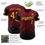 Custom Crimson Gold-Black 3D Pattern Design Gradient Geometric Shape Authentic Baseball Jersey