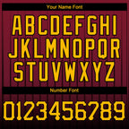 Custom Crimson Gold-Black 3D Pattern Design Gradient Geometric Shape Authentic Baseball Jersey