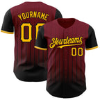 Custom Crimson Gold-Black 3D Pattern Design Gradient Geometric Shape Authentic Baseball Jersey