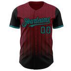 Custom Crimson Teal-Black 3D Pattern Design Gradient Geometric Shape Authentic Baseball Jersey