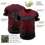 Custom Crimson Teal-Black 3D Pattern Design Gradient Geometric Shape Authentic Baseball Jersey