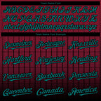 Custom Crimson Teal-Black 3D Pattern Design Gradient Geometric Shape Authentic Baseball Jersey