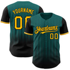 Custom Teal Gold-Black 3D Pattern Design Gradient Geometric Shape Authentic Baseball Jersey