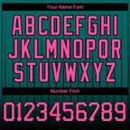 Custom Teal Pink-Black 3D Pattern Design Gradient Geometric Shape Authentic Baseball Jersey