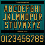 Custom Teal Old Gold-Black 3D Pattern Design Gradient Geometric Shape Authentic Baseball Jersey