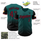 Custom Teal Crimson-Black 3D Pattern Design Gradient Geometric Shape Authentic Baseball Jersey