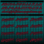 Custom Teal Crimson-Black 3D Pattern Design Gradient Geometric Shape Authentic Baseball Jersey