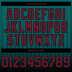 Custom Teal Crimson-Black 3D Pattern Design Gradient Geometric Shape Authentic Baseball Jersey