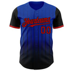 Custom Thunder Blue Red-Black 3D Pattern Design Gradient Geometric Shape Authentic Baseball Jersey