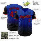 Custom Thunder Blue Red-Black 3D Pattern Design Gradient Geometric Shape Authentic Baseball Jersey