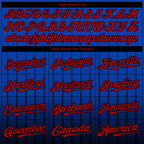 Custom Thunder Blue Red-Black 3D Pattern Design Gradient Geometric Shape Authentic Baseball Jersey