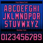 Custom Thunder Blue Pink-Black 3D Pattern Design Gradient Geometric Shape Authentic Baseball Jersey
