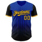 Custom Thunder Blue Gold-Black 3D Pattern Design Gradient Geometric Shape Authentic Baseball Jersey