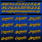 Custom Thunder Blue Gold-Black 3D Pattern Design Gradient Geometric Shape Authentic Baseball Jersey