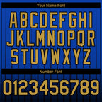 Custom Thunder Blue Old Gold-Black 3D Pattern Design Gradient Geometric Shape Authentic Baseball Jersey
