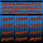 Custom Electric Blue Orange-Black 3D Pattern Design Gradient Geometric Shape Authentic Baseball Jersey