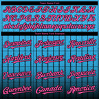 Custom Sky Blue Pink-Black 3D Pattern Design Gradient Geometric Shape Authentic Baseball Jersey