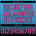 Custom Sky Blue Pink-Black 3D Pattern Design Gradient Geometric Shape Authentic Baseball Jersey