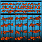 Custom Sky Blue Orange-Black 3D Pattern Design Gradient Geometric Shape Authentic Baseball Jersey