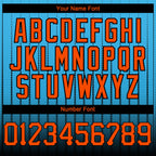 Custom Sky Blue Orange-Black 3D Pattern Design Gradient Geometric Shape Authentic Baseball Jersey