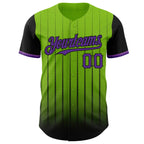 Custom Neon Green Purple-Black 3D Pattern Design Gradient Geometric Shape Authentic Baseball Jersey