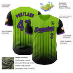 Custom Neon Green Purple-Black 3D Pattern Design Gradient Geometric Shape Authentic Baseball Jersey