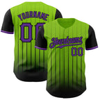 Custom Neon Green Purple-Black 3D Pattern Design Gradient Geometric Shape Authentic Baseball Jersey