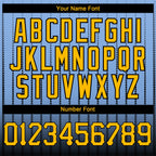 Custom Light Blue Gold-Black 3D Pattern Design Gradient Geometric Shape Authentic Baseball Jersey