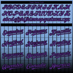 Custom Light Blue Purple-Black 3D Pattern Design Gradient Geometric Shape Authentic Baseball Jersey