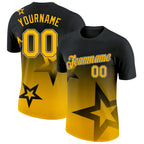 Custom Black Gold-White 3D Pattern Design Gradient Style Twinkle Star Performance T-Shirt