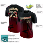 Custom Black Vintage USA Flag Crimson-Cream 3D Pattern Design Gradient Style Twinkle Star Performance T-Shirt