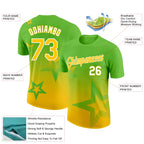 Custom Aurora Green Yellow-White 3D Pattern Design Gradient Style Twinkle Star Performance T-Shirt