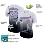 Custom White Light Blue Black-Pink 3D Pattern Design Gradient Style Twinkle Star Performance T-Shirt