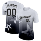Custom White Black 3D Pattern Design Gradient Style Twinkle Star Performance T-Shirt